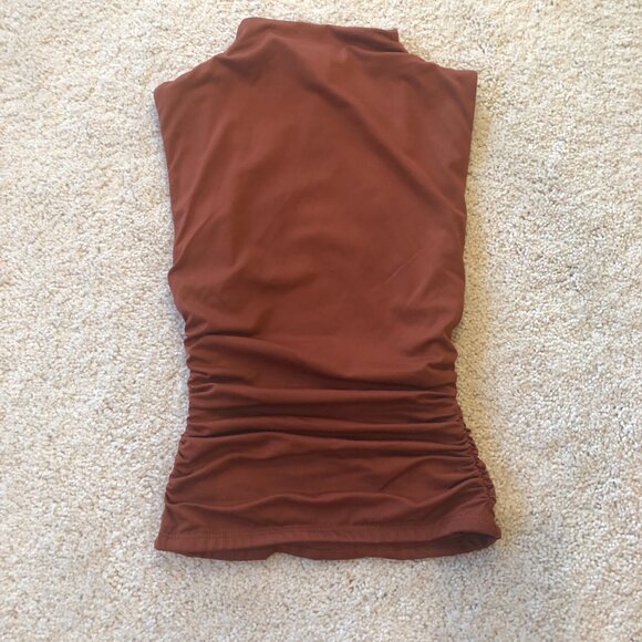 Windsor High Neckline Ruched Side Sleeveless Top Shirt Blouse - Picture 4 of 9